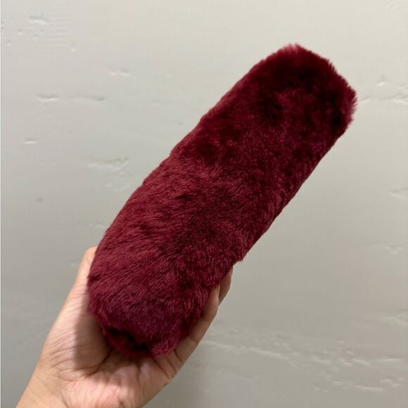 Burgundy Real Shearling Leather Kisslock Clutch/Cosmetic Case/Phone Case - Picture 13 of 14